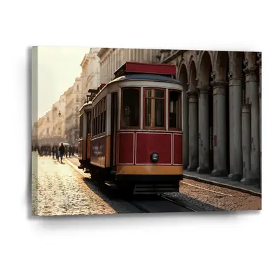 Obraz Historická červená tramvaj - 90x60 cm