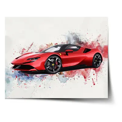 Plakát Ferrari na červenobílé - 90x60 cm