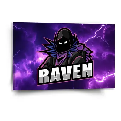 Obraz FORTNITE RAVEN Fialová bouře - 120x80 cm