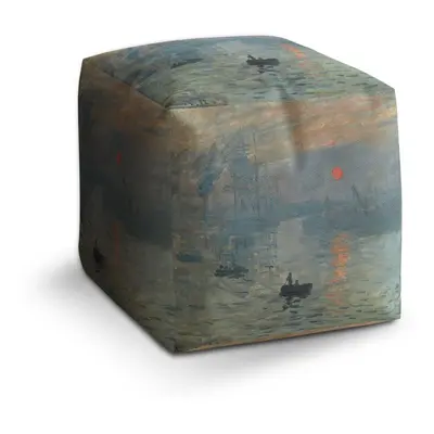 Taburet Cube Imprese, východ slunce - Claude Monet: 40x40x40 cm