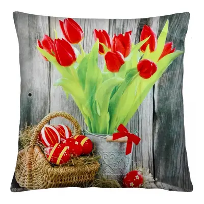 Polštář BLUME 40x40 cm motiv tulipány mikrovlákno Varianta: Povlak na polštář, 40x40 cm