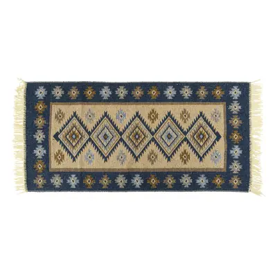 Kusový oboustranný vzorovaný koberec KILIM - ROMBY modrá 80x150 cm Multidecor