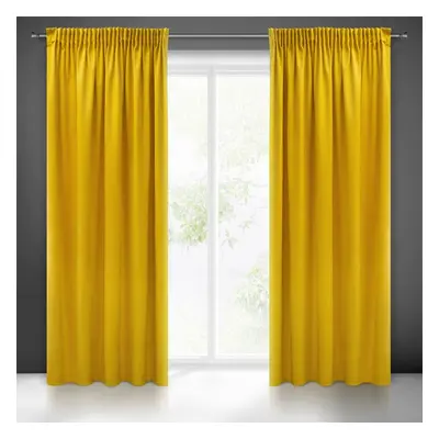 Dekorační velvet závěs s řasící páskou PIERRE CARDIN mustard/hořčicová 140x270 cm (cena za 1 kus