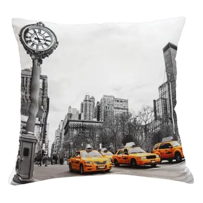 Polštář FIFTH AVENUE šedá MyBestHome 40x40cm fototisk 3D motiv hlavní ulice na Manhatanu Variant