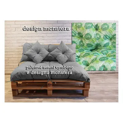 Polstr LUCA vzorovaný SET - MONSTERA - sedák 120x80 cm, opěrka 120x40 cm, 2x polštáře 30x30 cm M