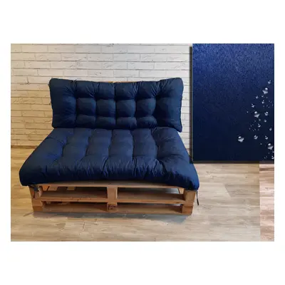 Paletové prošívané sezení DENIM PIETRO SET - sedák 120x80 cm, opěrka 120x40 cm, barva modrá, Myb