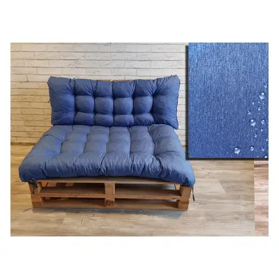 Paletové prošívané sezení DENIM PIETRO SET - sedák 120x80 cm, opěrka 120x40 cm, barva světle mod