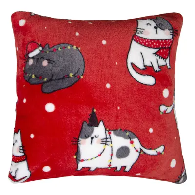 Vánoční polštář FESTIVE PETS 40x40 cm červená mikrovlákno Varianta: Povlak na polštář s prošíva