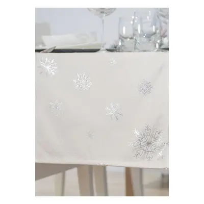 Vánoční ubrus - běhoun na stůl SNOWFLAKE krémová/stříbrná 40x140 cm Mybesthome