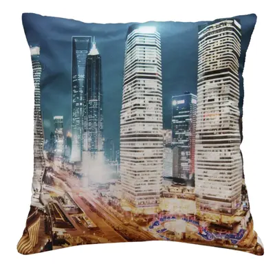 Polštář LIGHT CITY MyBestHome 40x40cm fototisk 3D motiv velkoměsta Varianta: Povlak na polštář, 