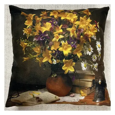 Dekorační polštář VINTAGE FLOWER V. 40x40 cm Mybesthome Varianta: Povlak na polštář s antialerg