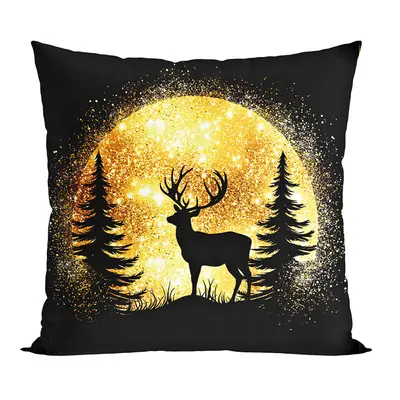 Vánoční polštář DEER IN GOLD 40x40 cm Mybesthome Varianta: Povlak na polštář s prošívanou výpln