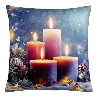 Vánoční polštář CHRISTMAS CANDLES I. 40x40 cm Mybesthome Varianta: Povlak na polštář, 40x40 cm