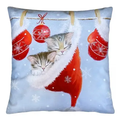 Vánoční polštář CHRISTMAS CATS 40x40 cm Mybesthome Varianta: Povlak na polštář s antialergickou 