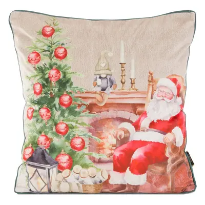 Vánoční polštář SANTA STORIES II. 45x45 cm MyBestHome Varianta: Povlak na polštář s prošívanou v