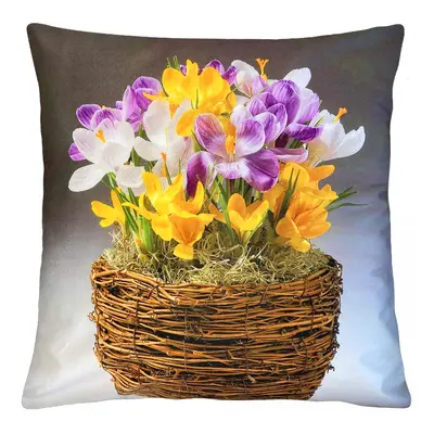 Dekorační polštář SPRING FLOWERS 40x40 cm Mybesthome Varianta: Povlak na polštář s prošívanou v