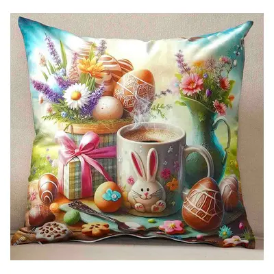 Velikonoční polštář HAPPY 40x40 cm Mybesthome Varianta: Povlak na polštář s prošívanou výplní, 