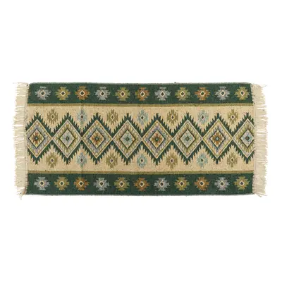 Kusový oboustranný vzorovaný koberec KILIM - ROMBY zelená 80x150 cm Multidecor