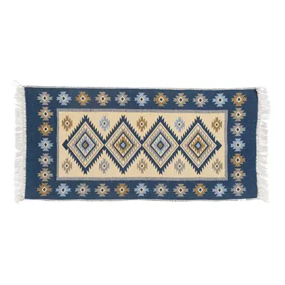 Kusový oboustranný vzorovaný koberec KILIM - ROMBY I. modrá 60x120 cm Multidecor