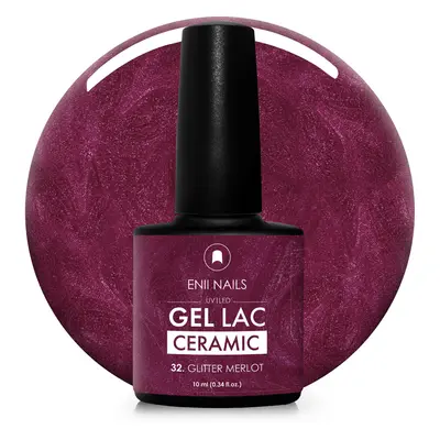 Gel lak Ceramic 32 Glitter Merlot - gelový lak bez HEMA, 10 ml