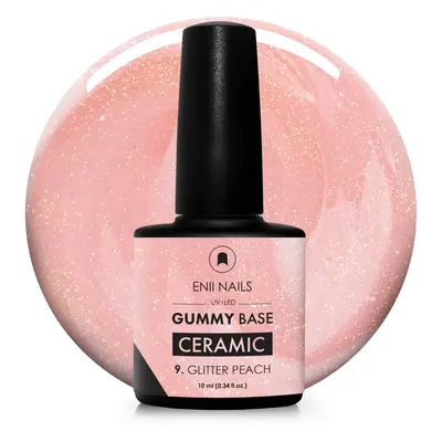 Gummy Base Ceramic 9 Glitter Peach - gumová báze na nehty 10 ml