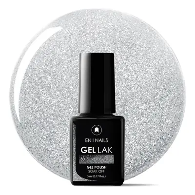 ENII-NAILS Gel lak 30 Silver Glitter 5 ml