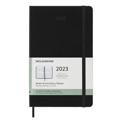 Vertikální týdenní diář Moleskine 2023 tvrdý černý L