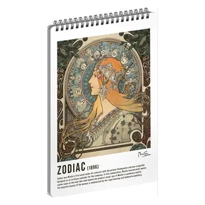 Alfons Mucha Spirálový blok Zodiac, linkovaný 14,8 x 21 cm