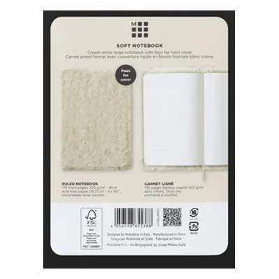 Moleskine Zápisník Faux Fur tvrdé desky A5 linkovaný, bílý