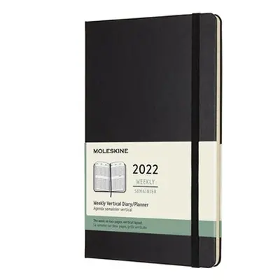 Vertikální týdenní diář Moleskine 2022, tvrdý, černý L