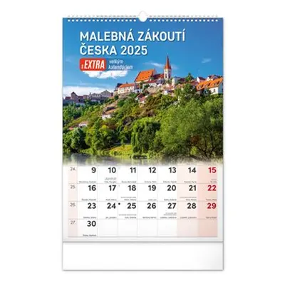 Nástěnný kalendář Malebná zákoutí Česka s extra velkým kalendáriem 2025