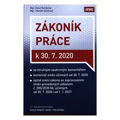 Zákoník práce k 30. 7. 2020 - Zdeněk Schmied, Dana Roučková