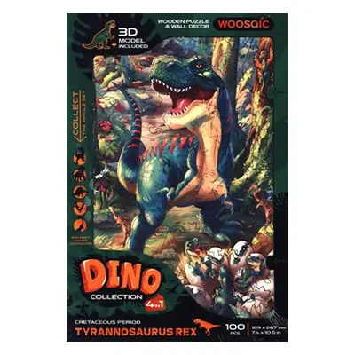 Dřevěné puzzle UNIDRAGON Woosaic DINOSAURUS - TYRANNOSAURUS REX 100 dílků