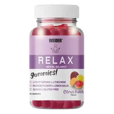 Weider Relax 40 Gummies, želatinové bonbóny s L-theaninem, rostlinými extrakty a L-tryptofanem V