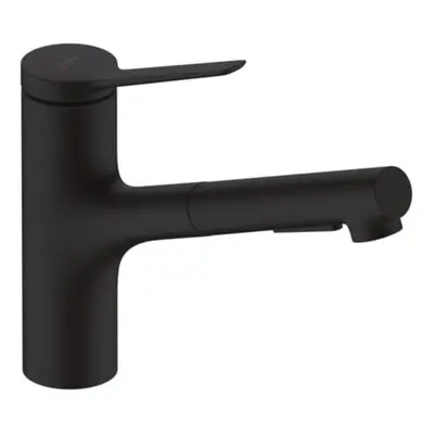 Dřezová baterie Hansgrohe Zesis s vytahovací sprškou, 2 proudy černý mat 74803670