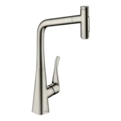 Dřezová baterie Hansgrohe Metris s vytahovací sprškou, 2 proudy vzhled nerezu 73816800