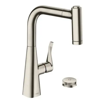 Dřezová baterie Hansgrohe Metris s vytahovací sprškou, 2 proudy vzhled nerezu 73805800