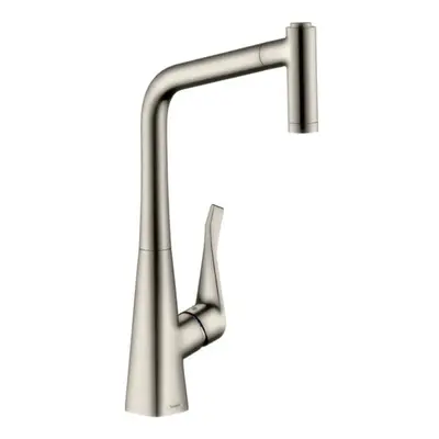 Dřezová baterie Hansgrohe Metris s vytahovací sprškou, 2 proudy vzhled nerezu 73801800