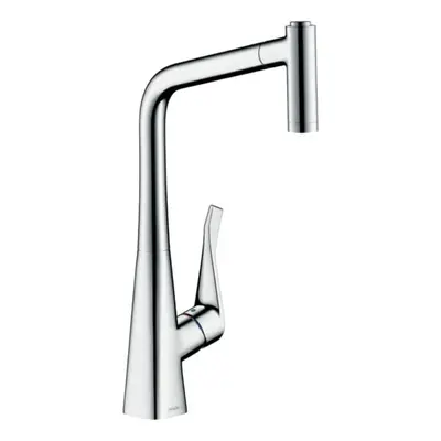 Dřezová baterie Hansgrohe Metris s vytahovací sprškou, 2 proudy chrom 14780000