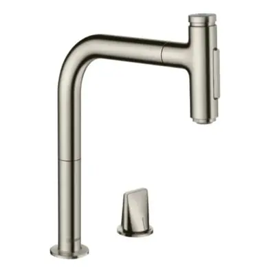 Dřezová baterie Hansgrohe Metris s vytahovací sprškou, 2 proudy vzhled nerezu 73818800