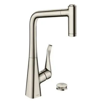 Dřezová baterie Hansgrohe Metris s vytahovací sprškou, 2 proudy vzhled nerezu 73806800