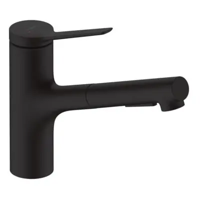 Dřezová baterie Hansgrohe Zesis s vytahovací sprškou, 2 proudy černý mat 74800670