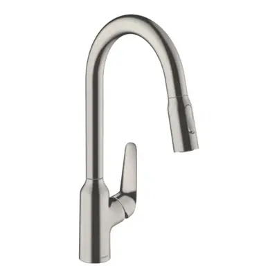 Dřezová baterie Hansgrohe Focus s vytahovací sprškou, 2 proudy vzhled nerezu 71820800