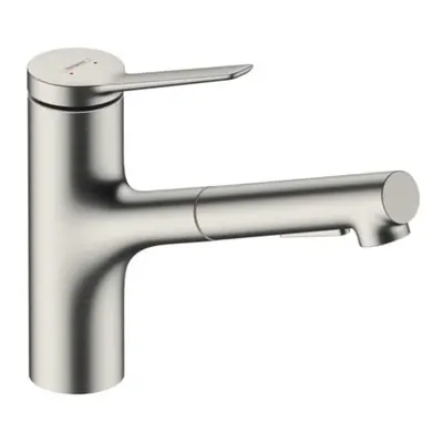 Dřezová baterie Hansgrohe Zesis s vytahovací sprškou, 2 proudy nerez 74800800