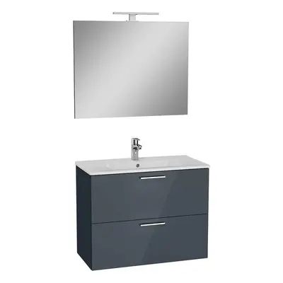 Koupelnová sestava s umyvadlem zrcadlem a osvětlením VitrA Mia 79x61x39,5 cm antracit lesk MIASE