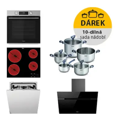 Akční set spotřebičů Whirlpool trouba OMK58CU1SX + sklokeramická deska AKT8090NE + komínový odsa