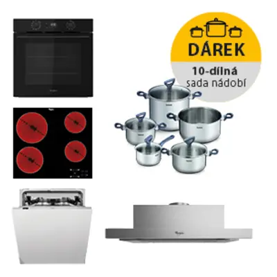 Akční set spotřebičů Whirlpool trouba OMK58CU1SB + varná deska AKT8090NE + myčka WIC3C26F + dig