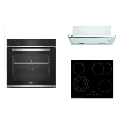 Set spotřebičů Beko- trouba BBIM13300X, deska HIC64404T, odsavač CTB6407X