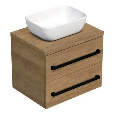 Koupelnová skříňka s černou úchytkou a krycí deskou SAT Cube Way 60x71x46 cm dub Hickory mat CUB