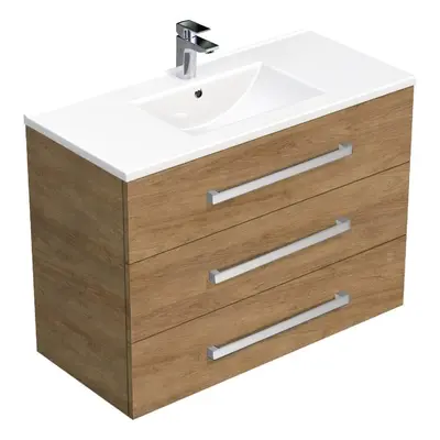 Koupelnová skříňka s umyvadlem SAT Cube Way 100x76,5x46 cm dub Hickory CUBE461003DHMOD